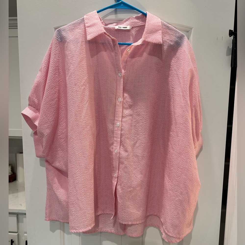 Seersucker Pink Button-Up Shirt